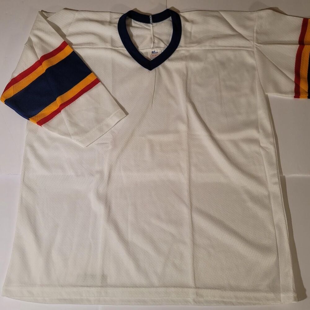 NOS VINTAGE CCM Maska Hockey Jersey Men's XLarge Red White Yellow Blue Air-Knit